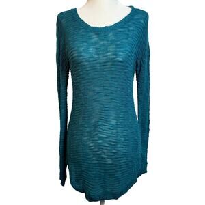 Pink Rose Teal Knit Sweater Tunic – Size Small